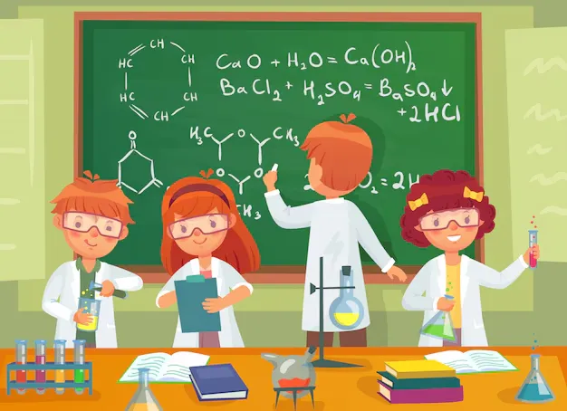 ninos escuela estudian quimica ninos alumnos que estudian ciencias ilustracion dibujos animados laboratorio 102902 467 11zon